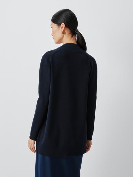 John Lewis Edge to Edge Cotton Blend Cardigan - view 2, Navy