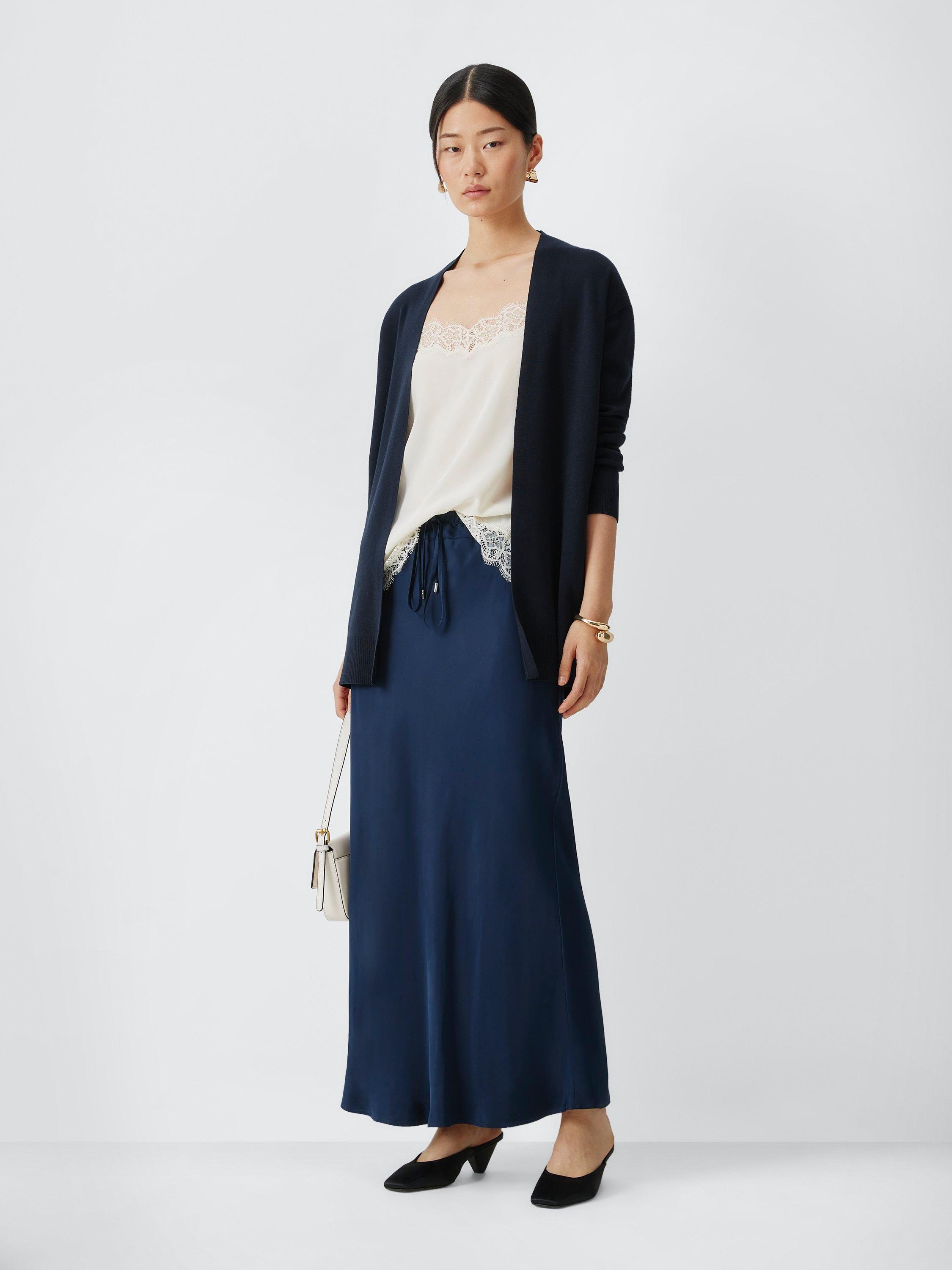 Product image 3 of 6, which shows John Lewis Edge to Edge Cotton Blend Cardigan, Navy, 8