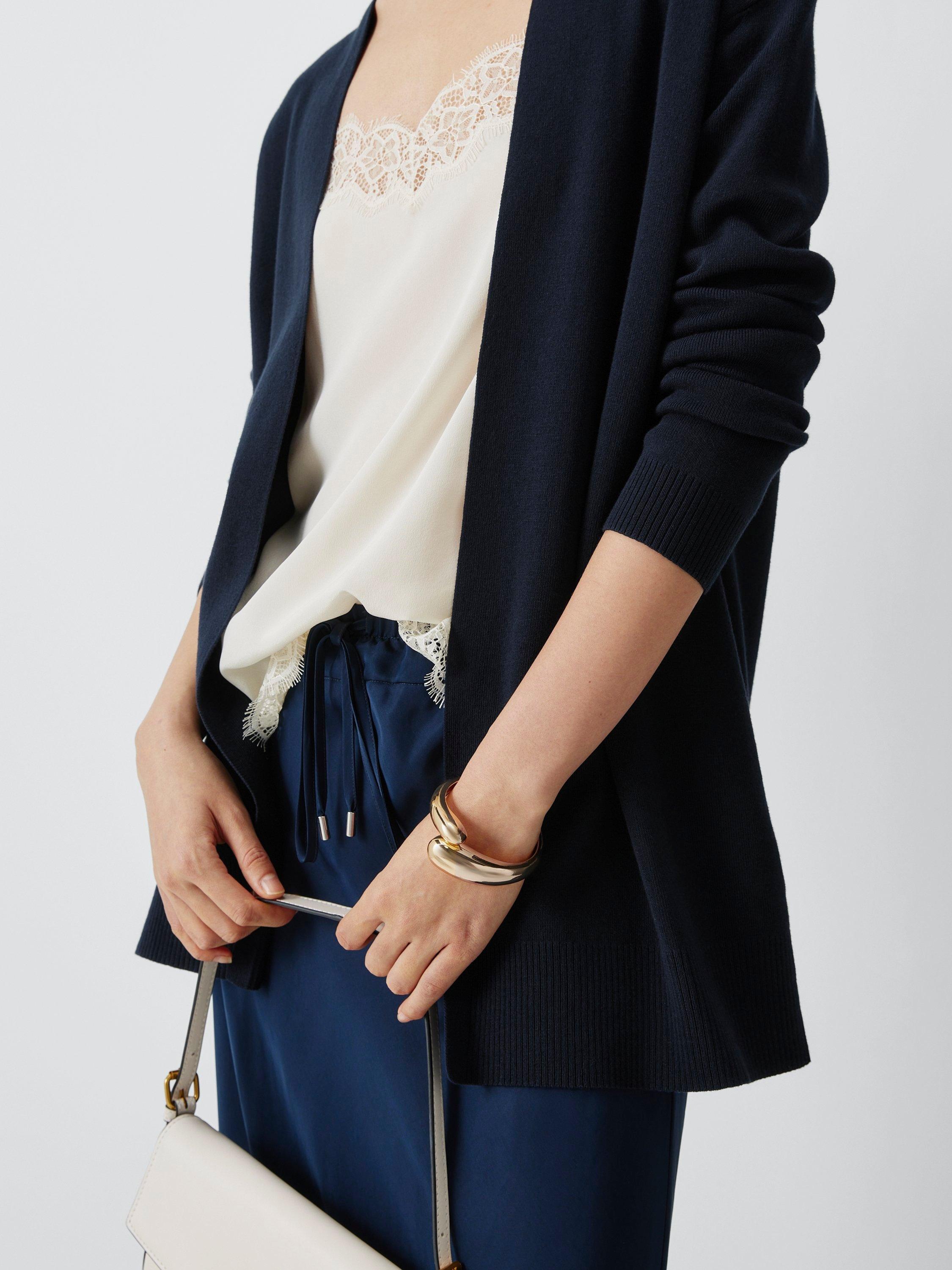 Product image 5 of 6, which shows John Lewis Edge to Edge Cotton Blend Cardigan, Navy, 8