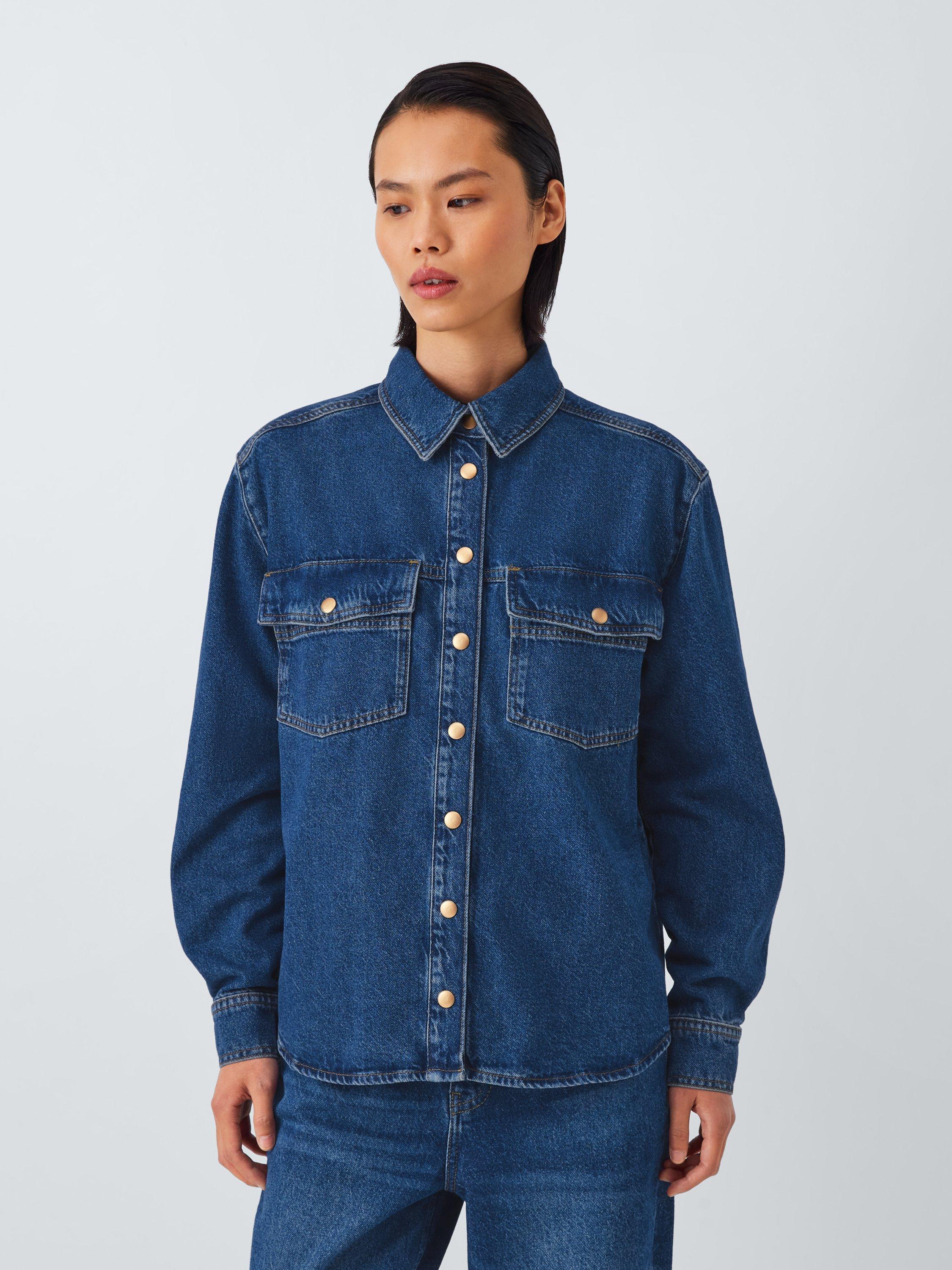 Product image 1 of 6, which shows AND/OR Pocket Denim Shirt, Mid Blue, 8