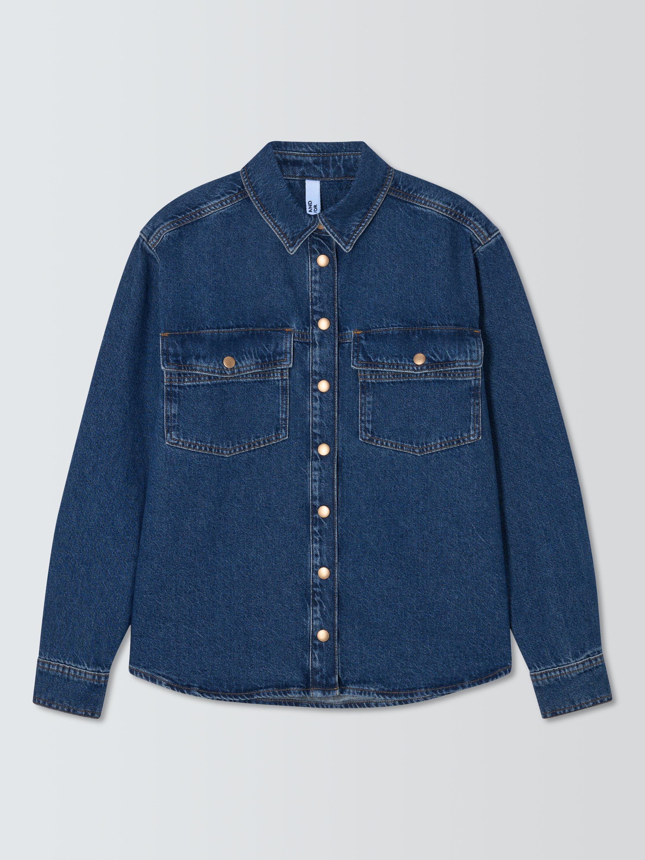 Product image 4 of 6, which shows AND/OR Pocket Denim Shirt, Mid Blue, 8