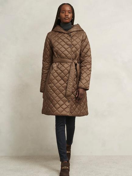 Hobbs Ines Longline Puffer Jacket, Brown, Brown