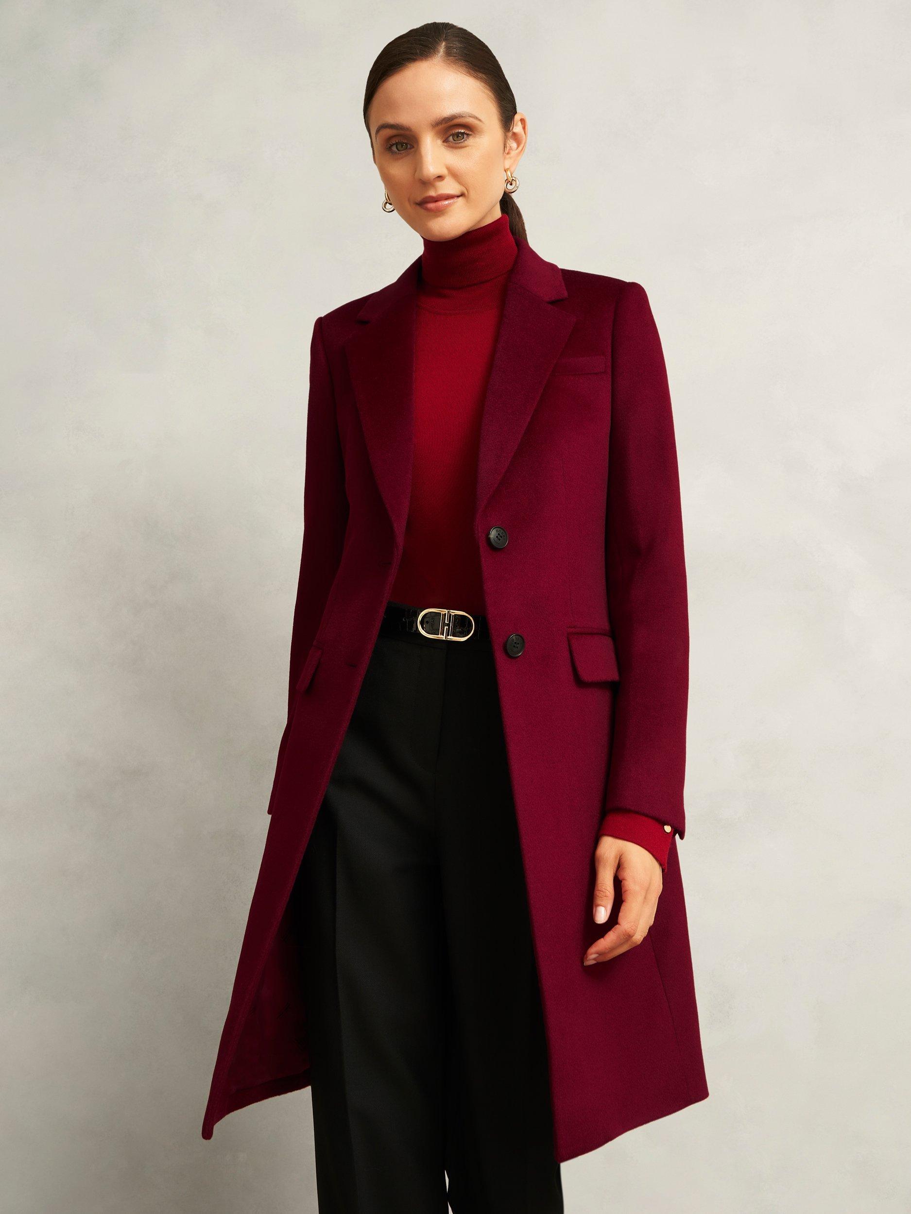 Product image 1 of 5, which shows Hobbs Petite Cavendish Pure Wool Coat, Red, 22