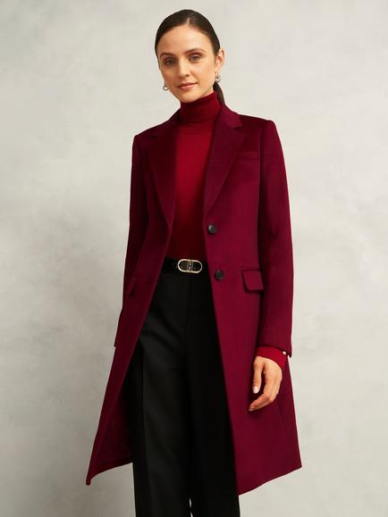 Hobbs Petite Cavendish Pure Wool Coat, Red, Red