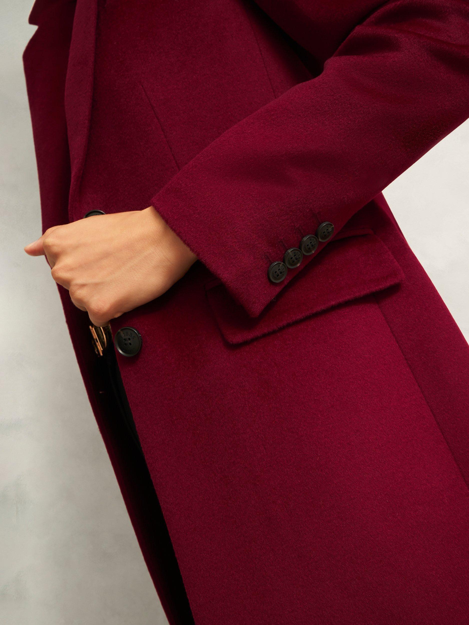 Product image 3 of 5, which shows Hobbs Petite Cavendish Pure Wool Coat, Red, 22