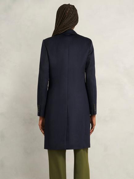 Hobbs Petite Cavendish Pure Wool Coat, Navy - view 2, Navy