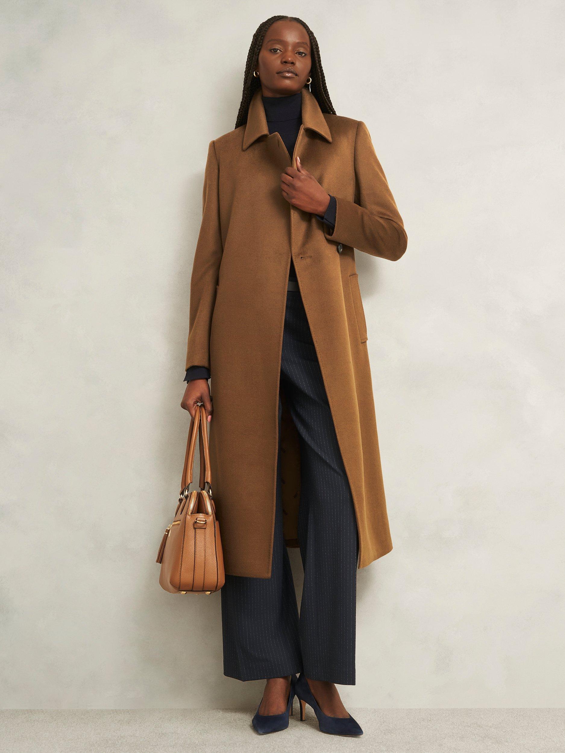 Product image 6 of 6, which shows Hobbs Petite Livia Wool Coat, Vicuna, 6