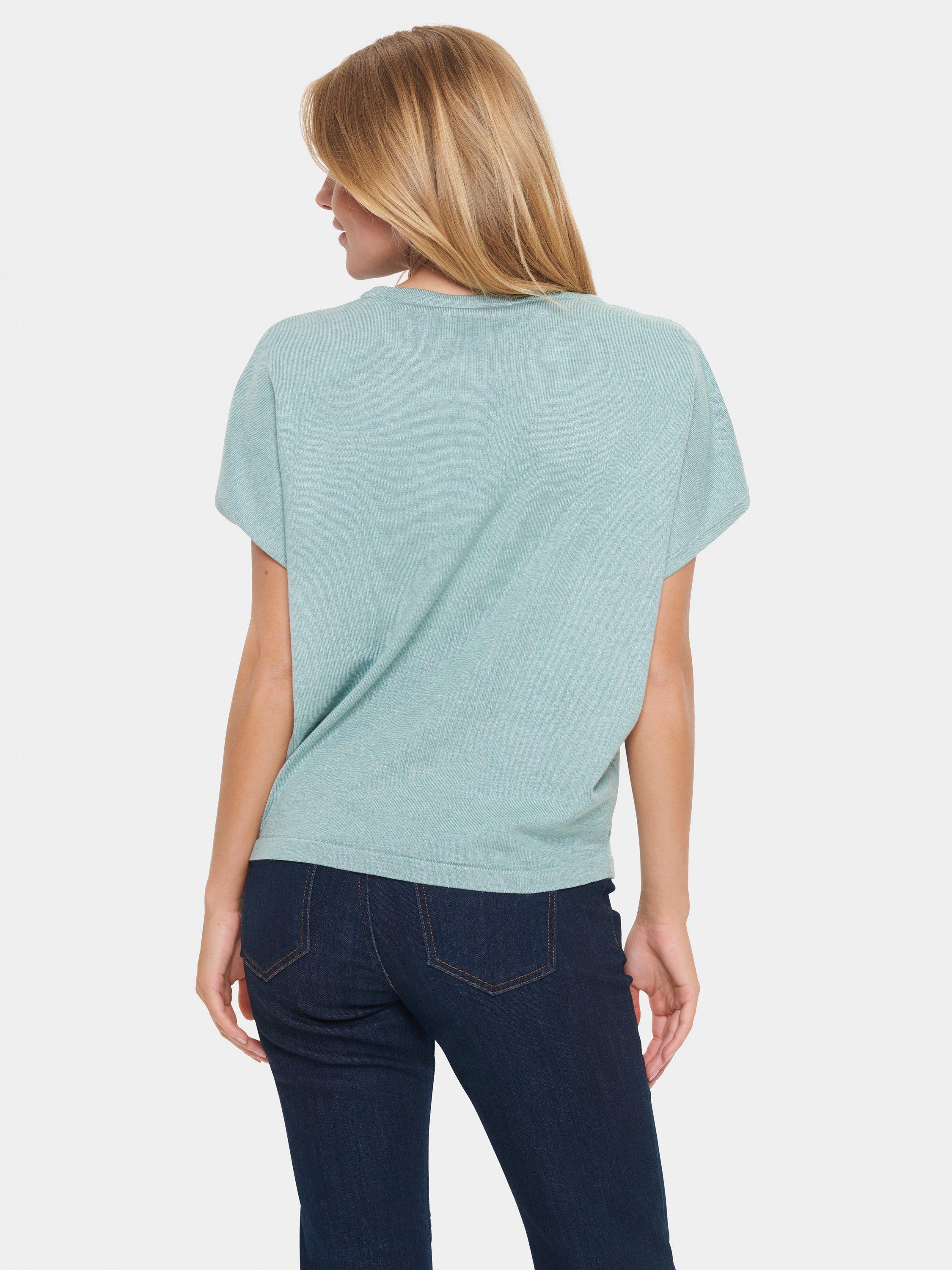 Product image 2 of 6, which shows Saint Tropez Mila Short Sleeve Jumper, Blue Surf Melange, XS