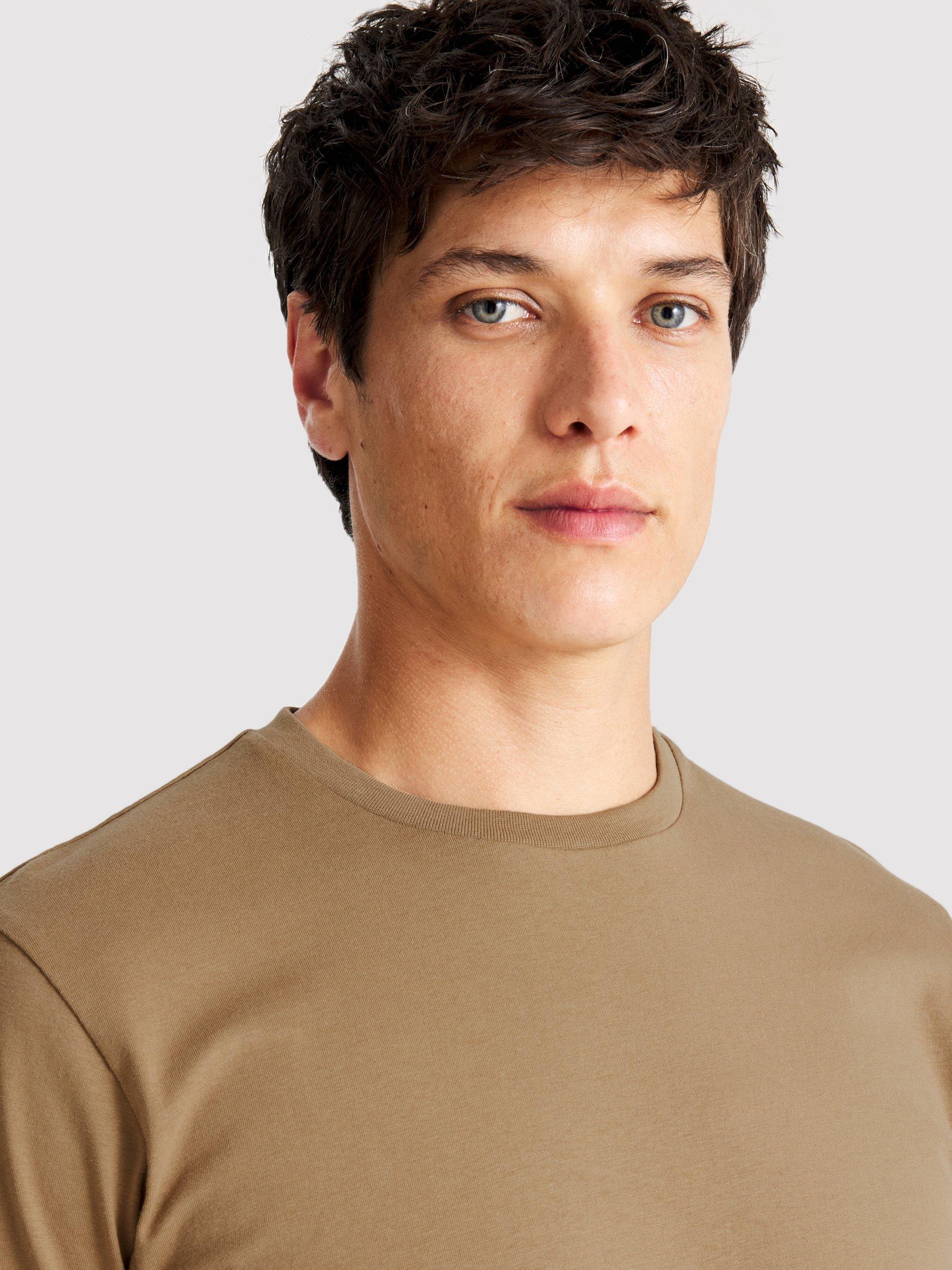 Product image 3 of 4, which shows Moss Cotton Regular Fit Short Sleeve Crew Neck T-Shirt, Beige, S