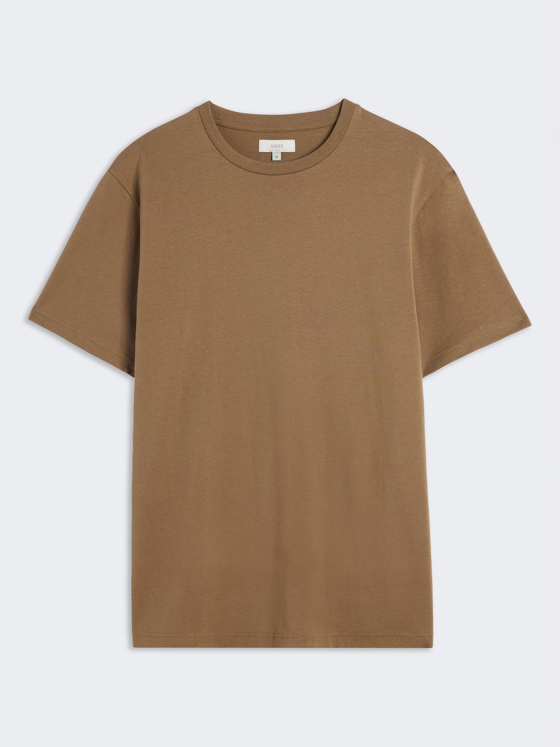 Product image 4 of 4, which shows Moss Cotton Regular Fit Short Sleeve Crew Neck T-Shirt, Beige, S