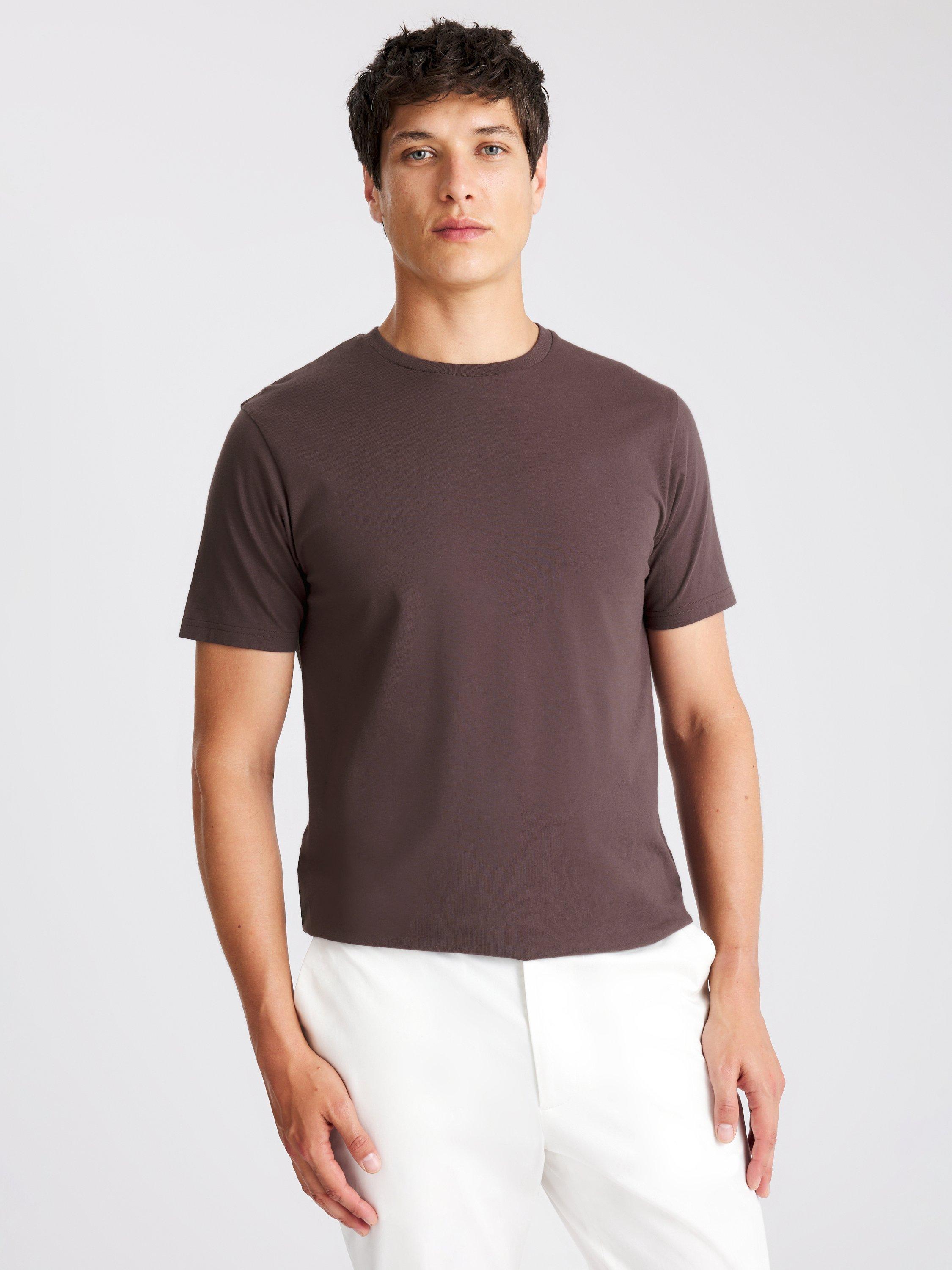 Product image 1 of 4, which shows Moss Cotton Regular Fit Short Sleeve Crew Neck T-Shirt, Purple, S