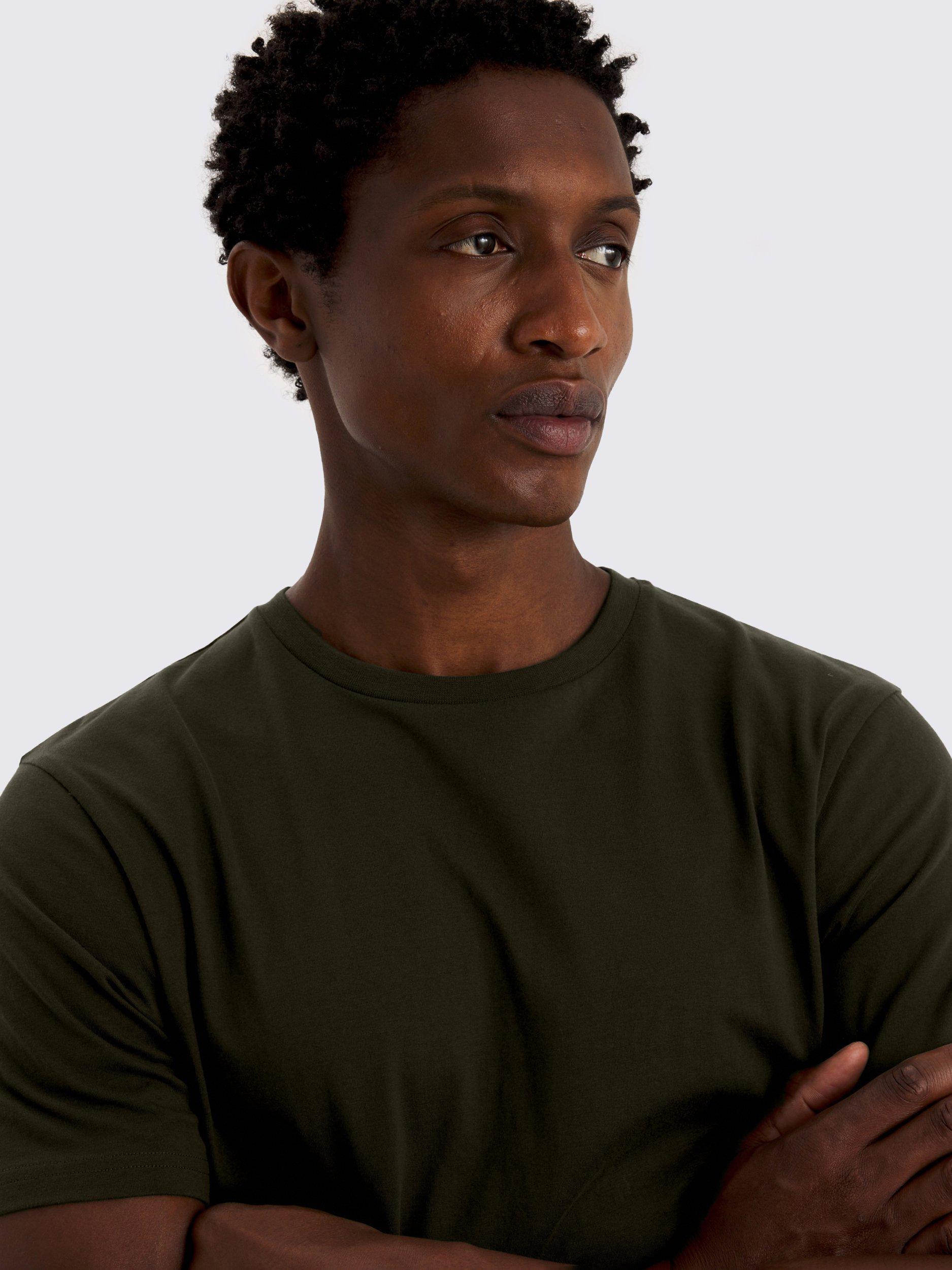 Product image 3 of 4, which shows Moss Cotton Regular Fit Short Sleeve Crew Neck T-Shirt, Khaki, S