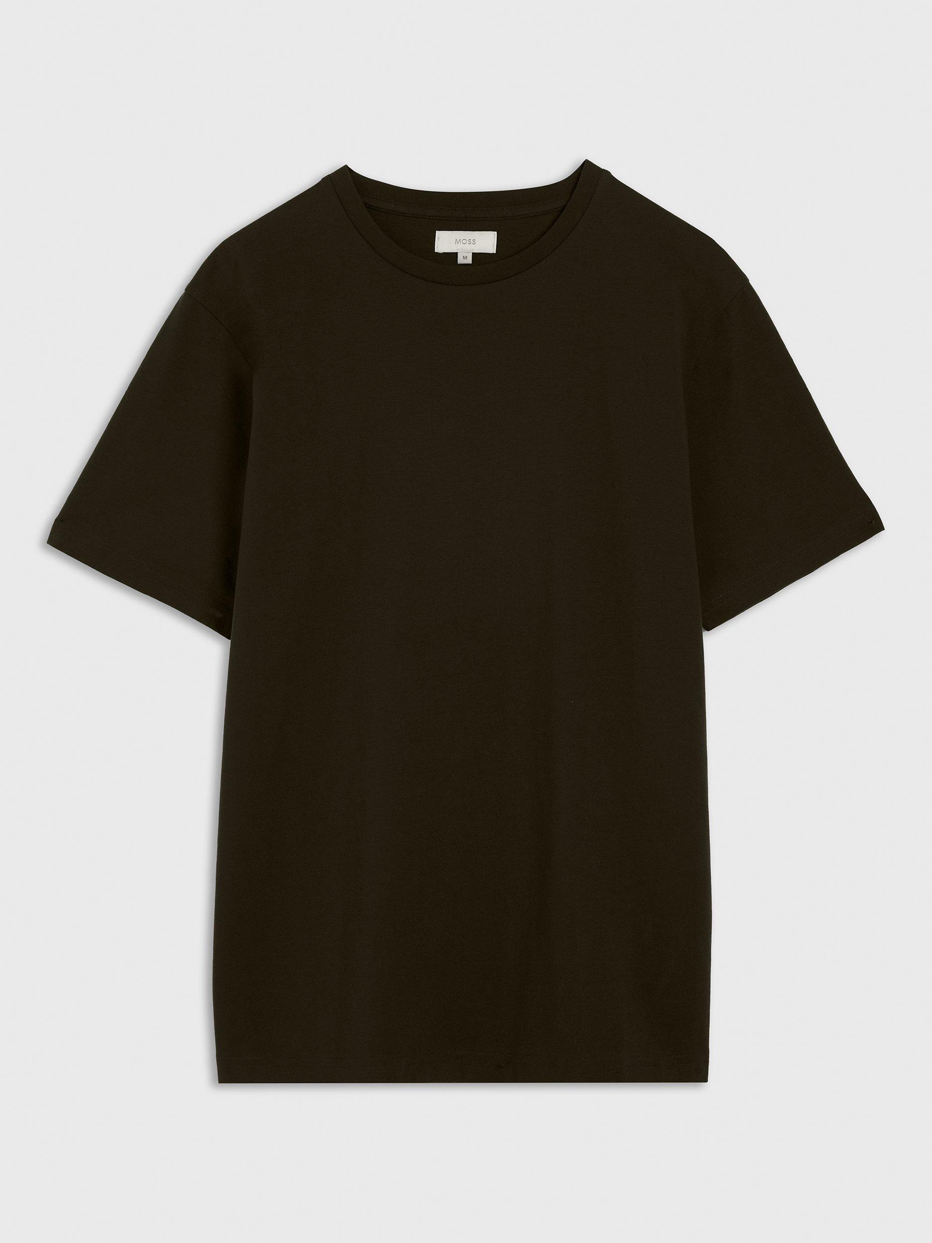Product image 4 of 4, which shows Moss Cotton Regular Fit Short Sleeve Crew Neck T-Shirt, Khaki, S