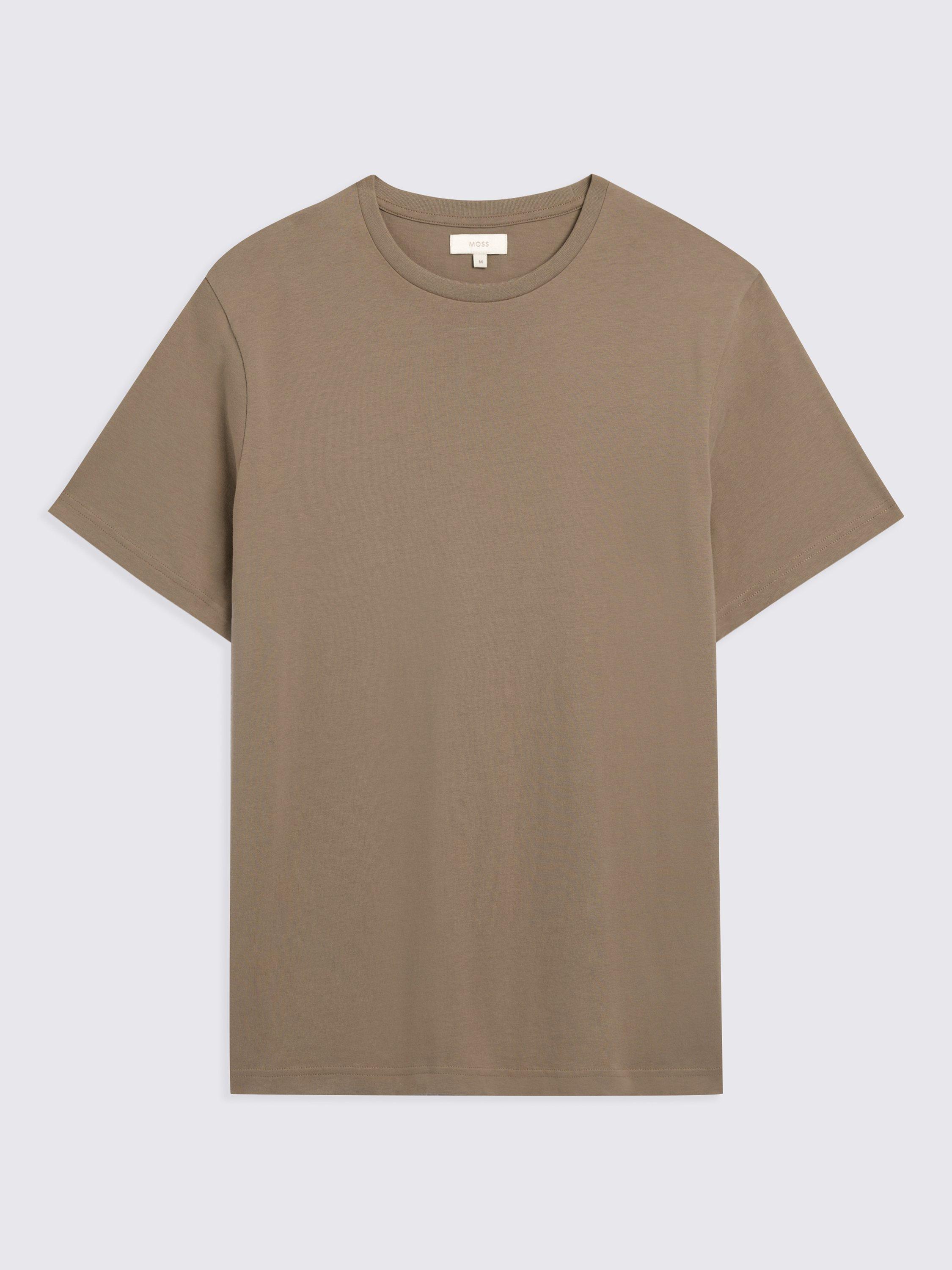 Product image 4 of 4, which shows Moss Cotton Regular Fit Short Sleeve T-Shirt, Blue, Beige, S