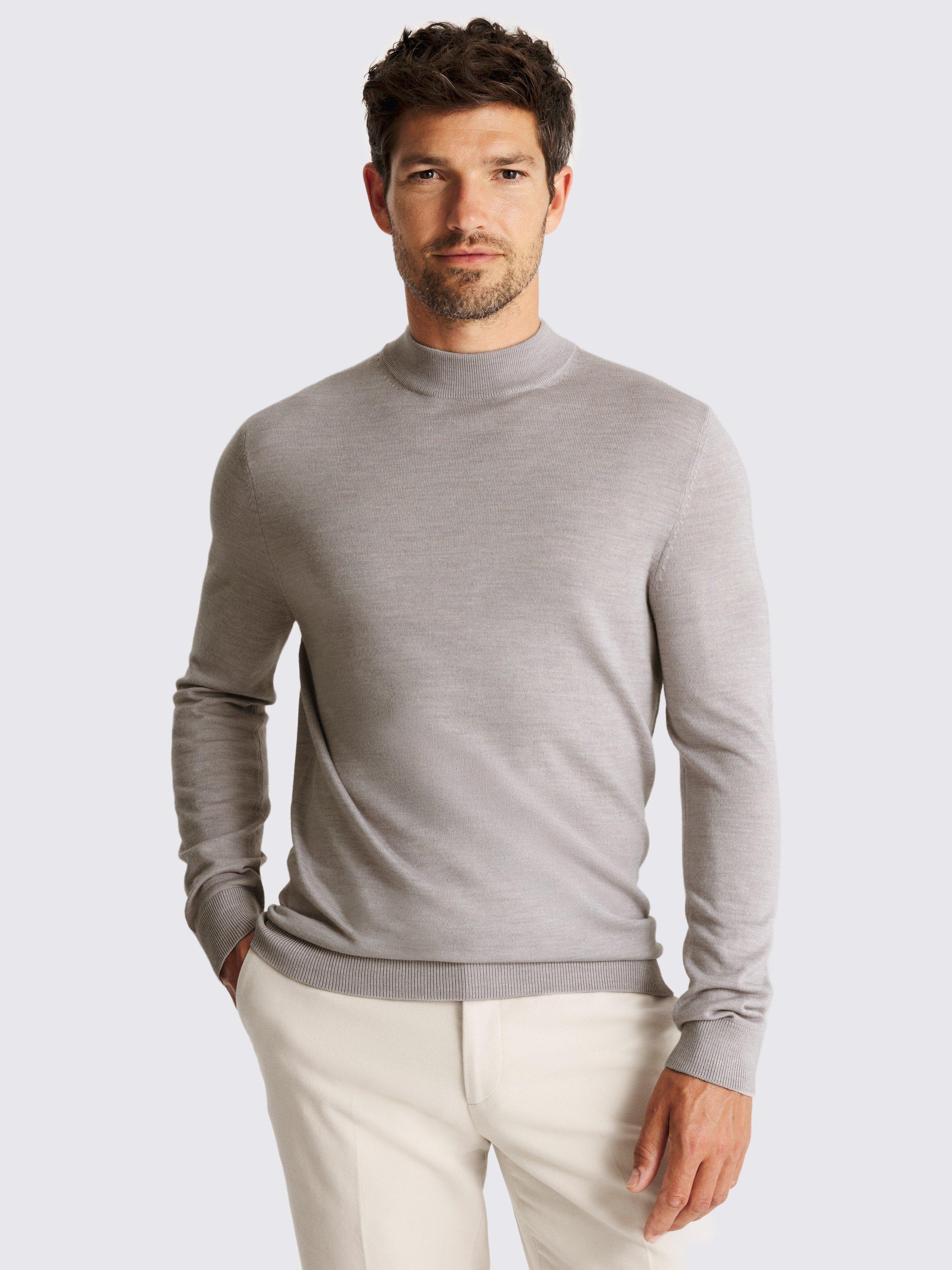 Moss Cerise Merino Wool Blend High Neck Jumper, Purple