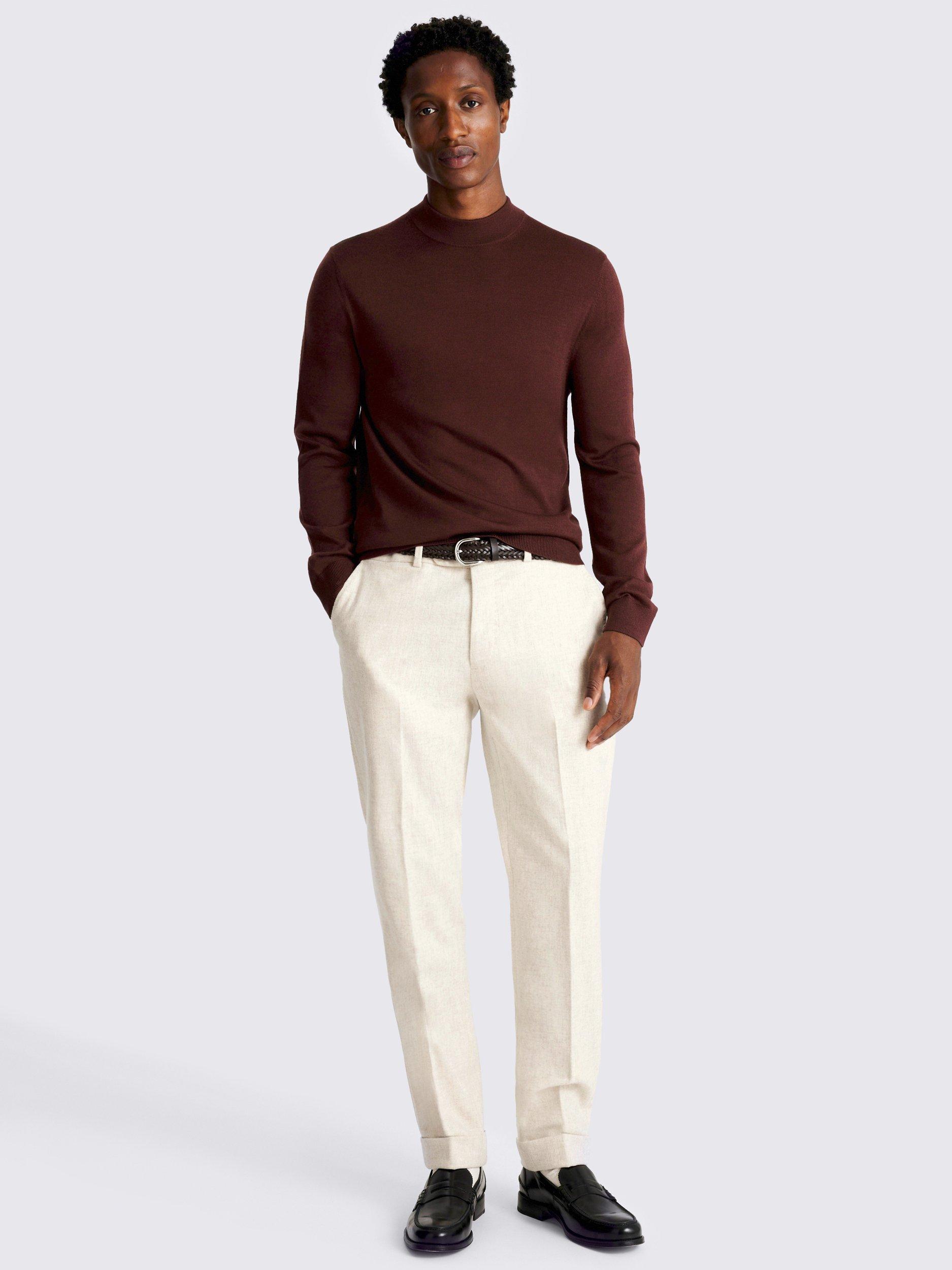 Product image 2 of 4, which shows Moss Cerise Merino Wool Blend High Neck Jumper, Cerise, S