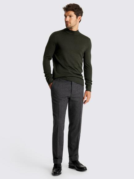 Moss Cerise Merino Wool Blend High Neck Jumper - view 2, Khaki