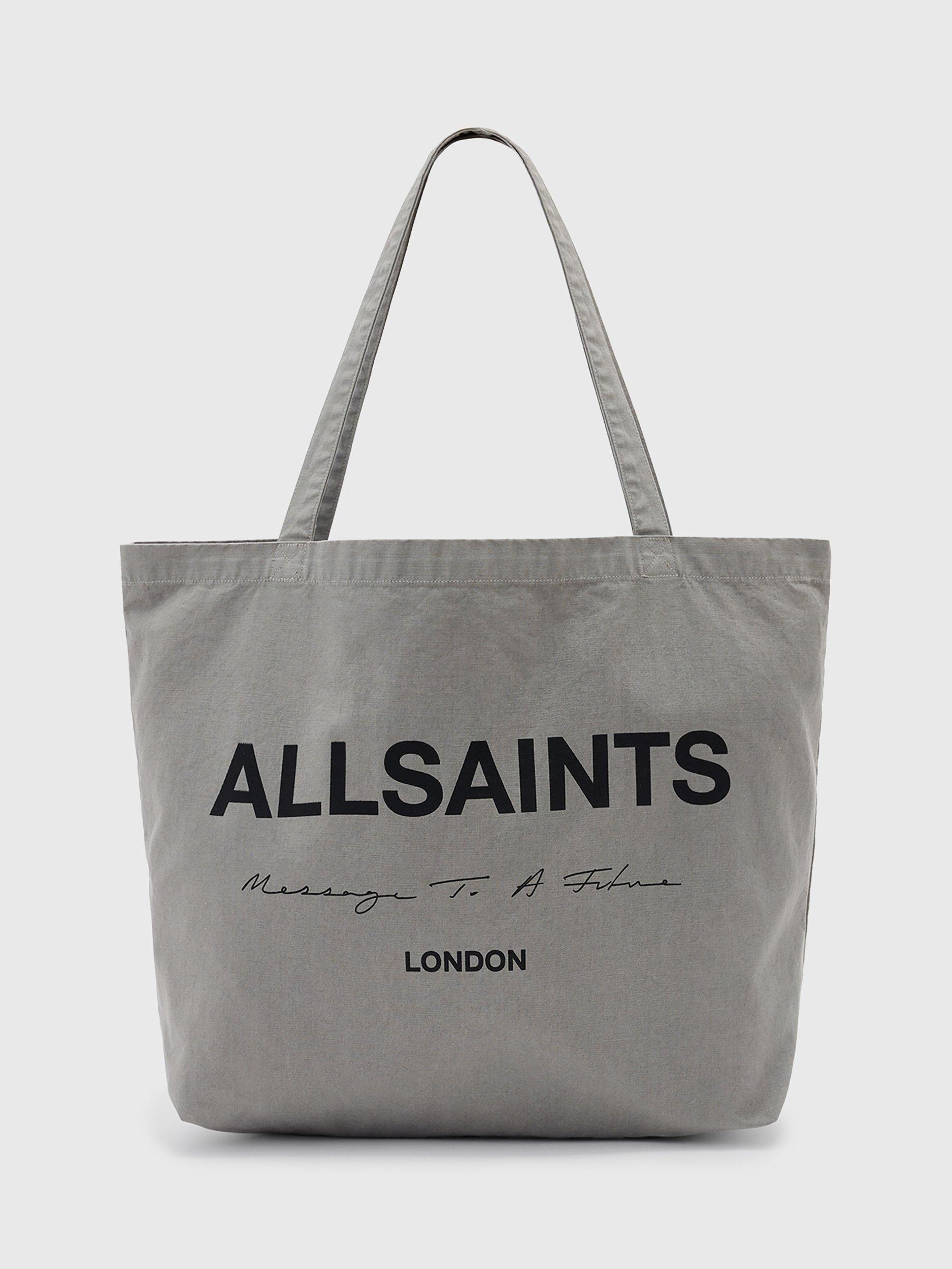 Product image 1 of 7, which shows AllSaints Future Logo Cotton Tote Bag, Gastor Green, One Size