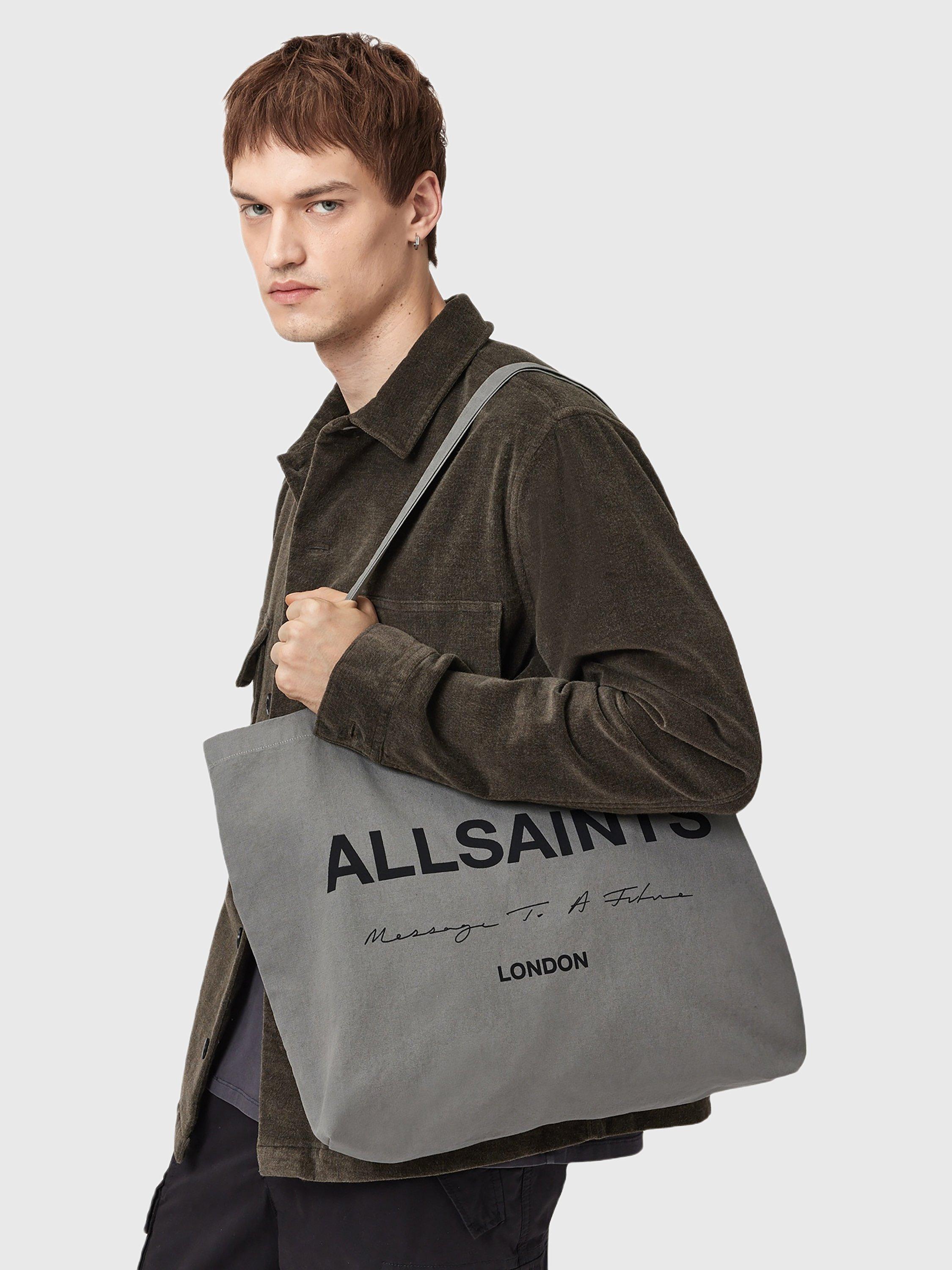 Product image 2 of 7, which shows AllSaints Future Logo Cotton Tote Bag, Gastor Green, One Size