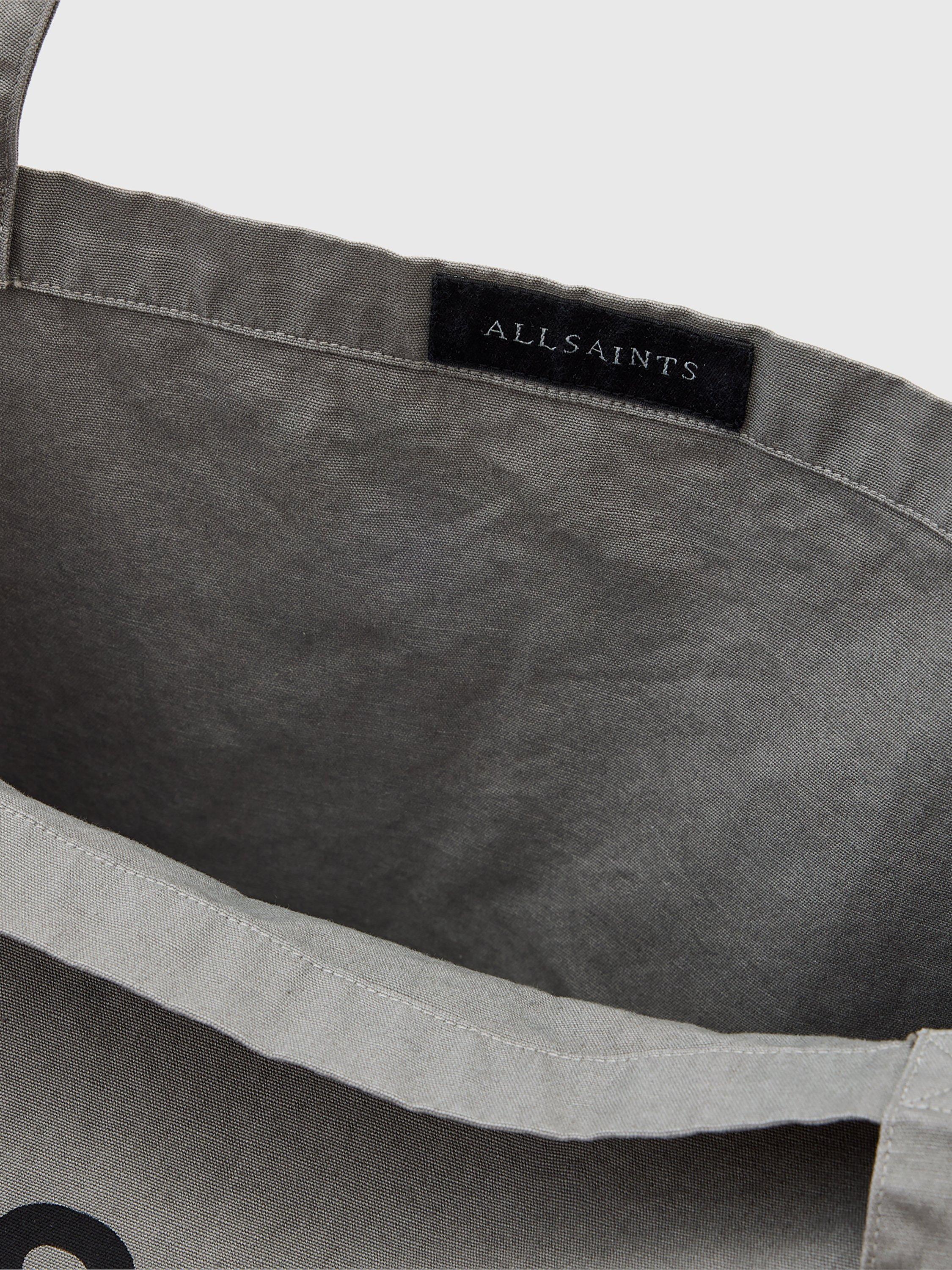 Product image 3 of 7, which shows AllSaints Future Logo Cotton Tote Bag, Gastor Green, One Size