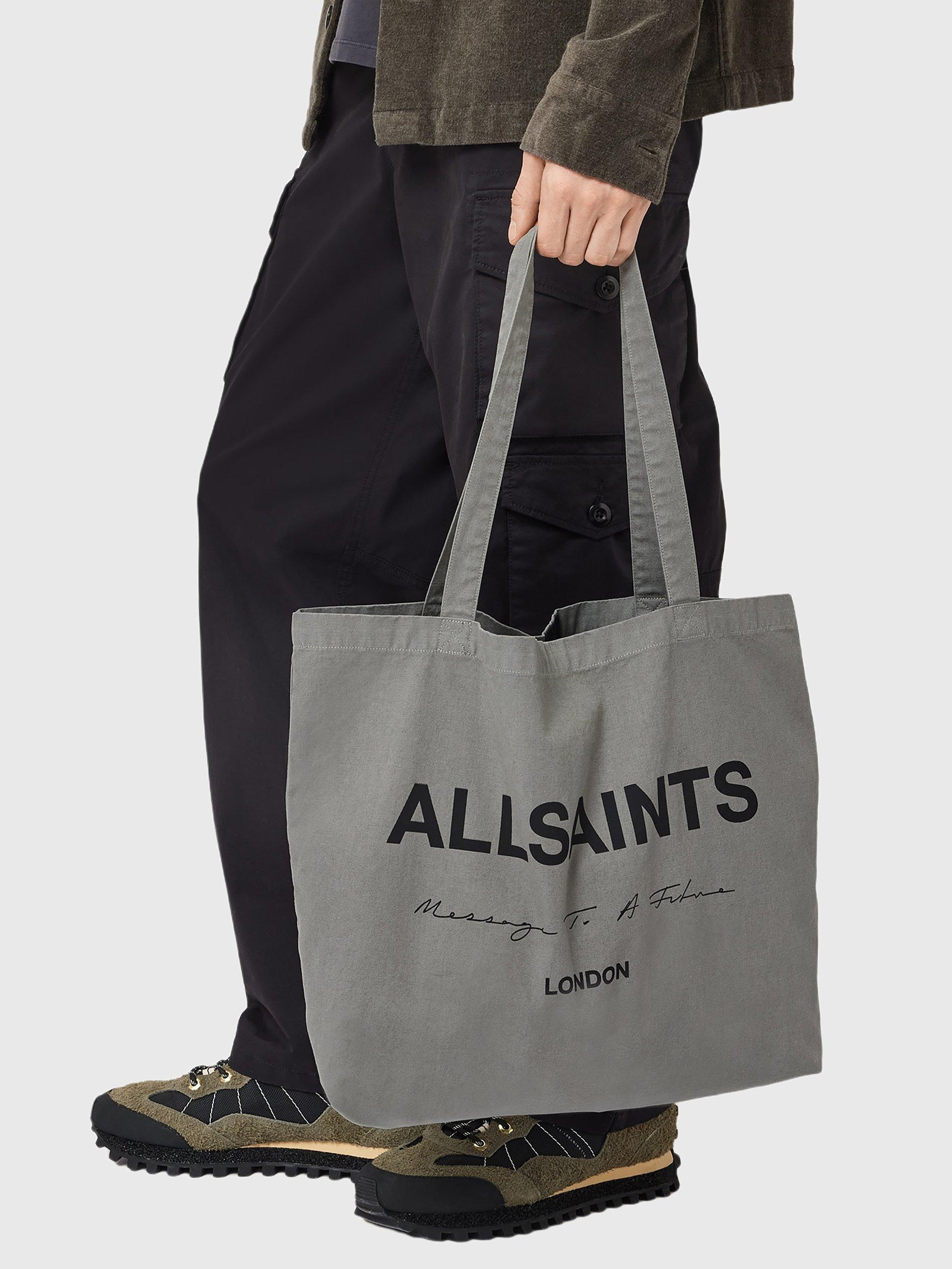 Product image 4 of 7, which shows AllSaints Future Logo Cotton Tote Bag, Gastor Green, One Size