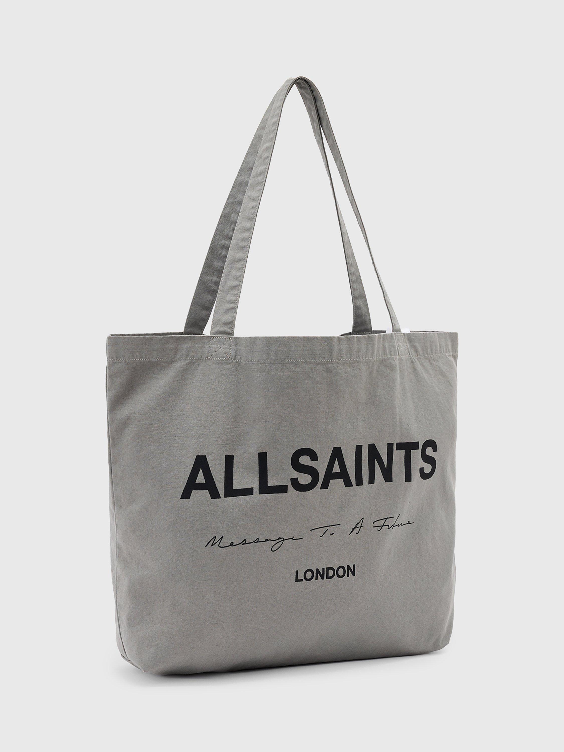 Product image 5 of 7, which shows AllSaints Future Logo Cotton Tote Bag, Gastor Green, One Size