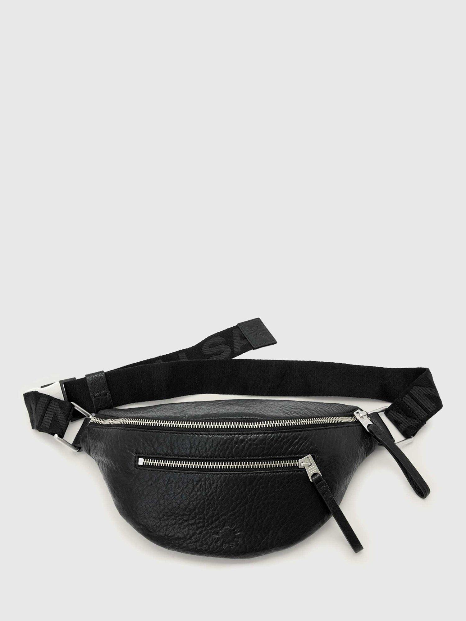 Product image 1 of 5, which shows AllSaints Itoko Leather Bumbag, Black, One Size