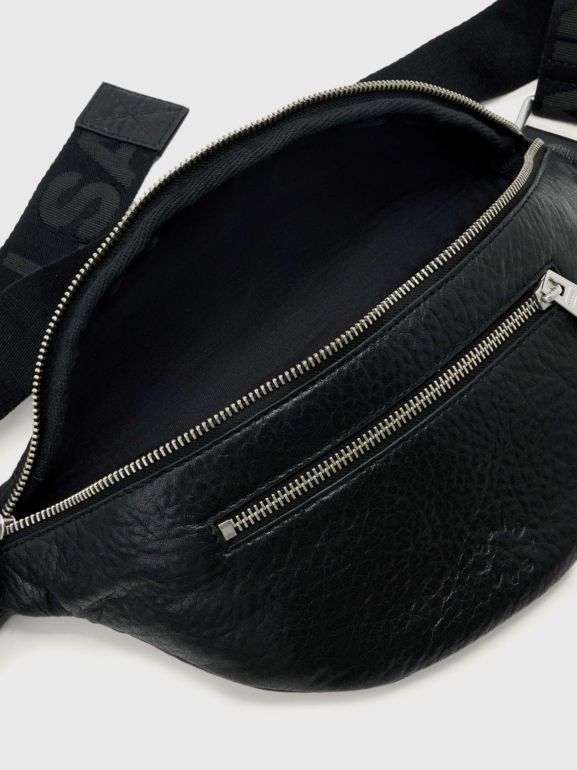 Product image 2 of 5, which shows AllSaints Itoko Leather Bumbag, Black, One Size