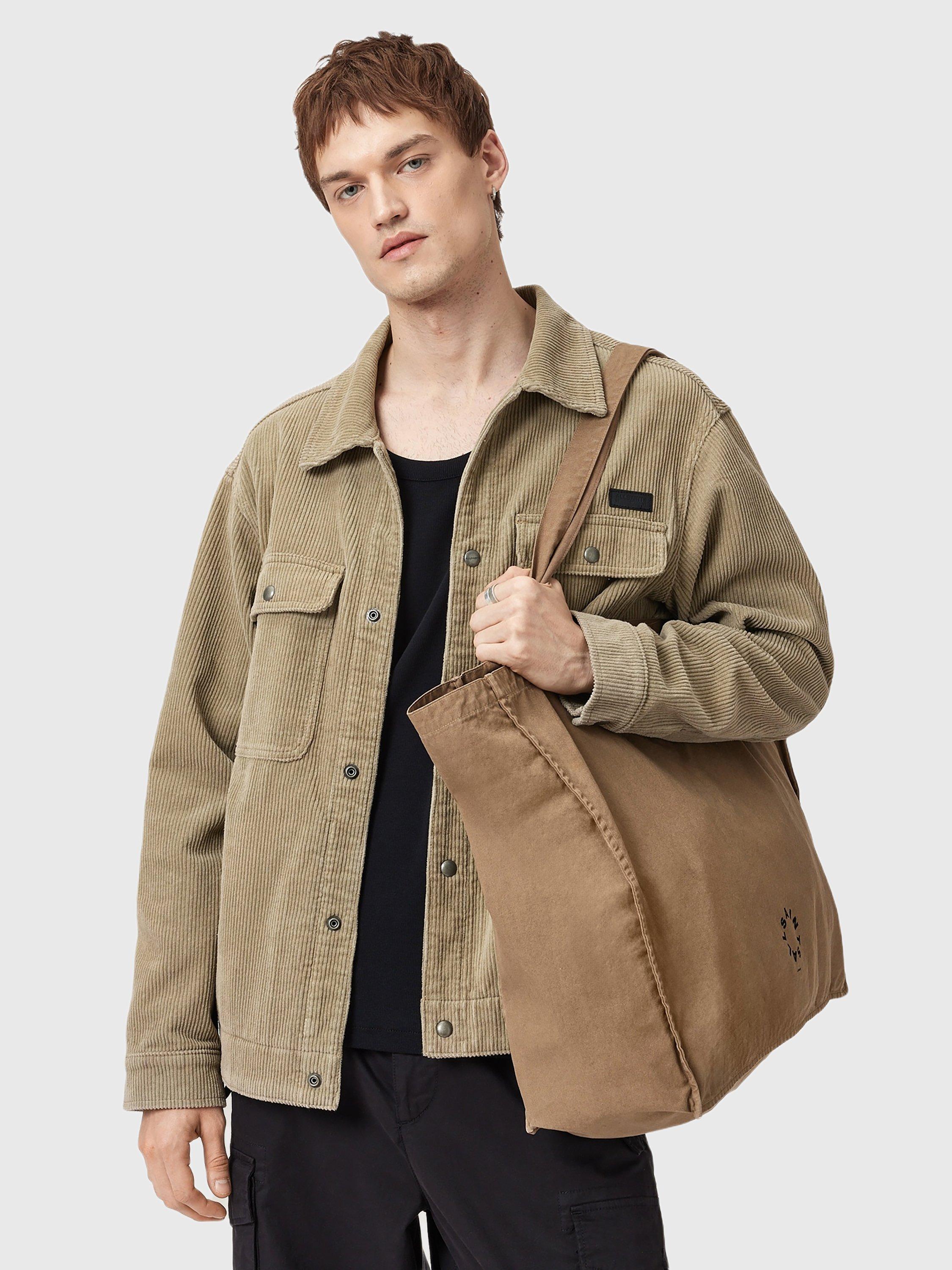 Product image 2 of 8, which shows AllSaints Large Haven Cotton Tote Bag, Pine Bark Brown, One Size