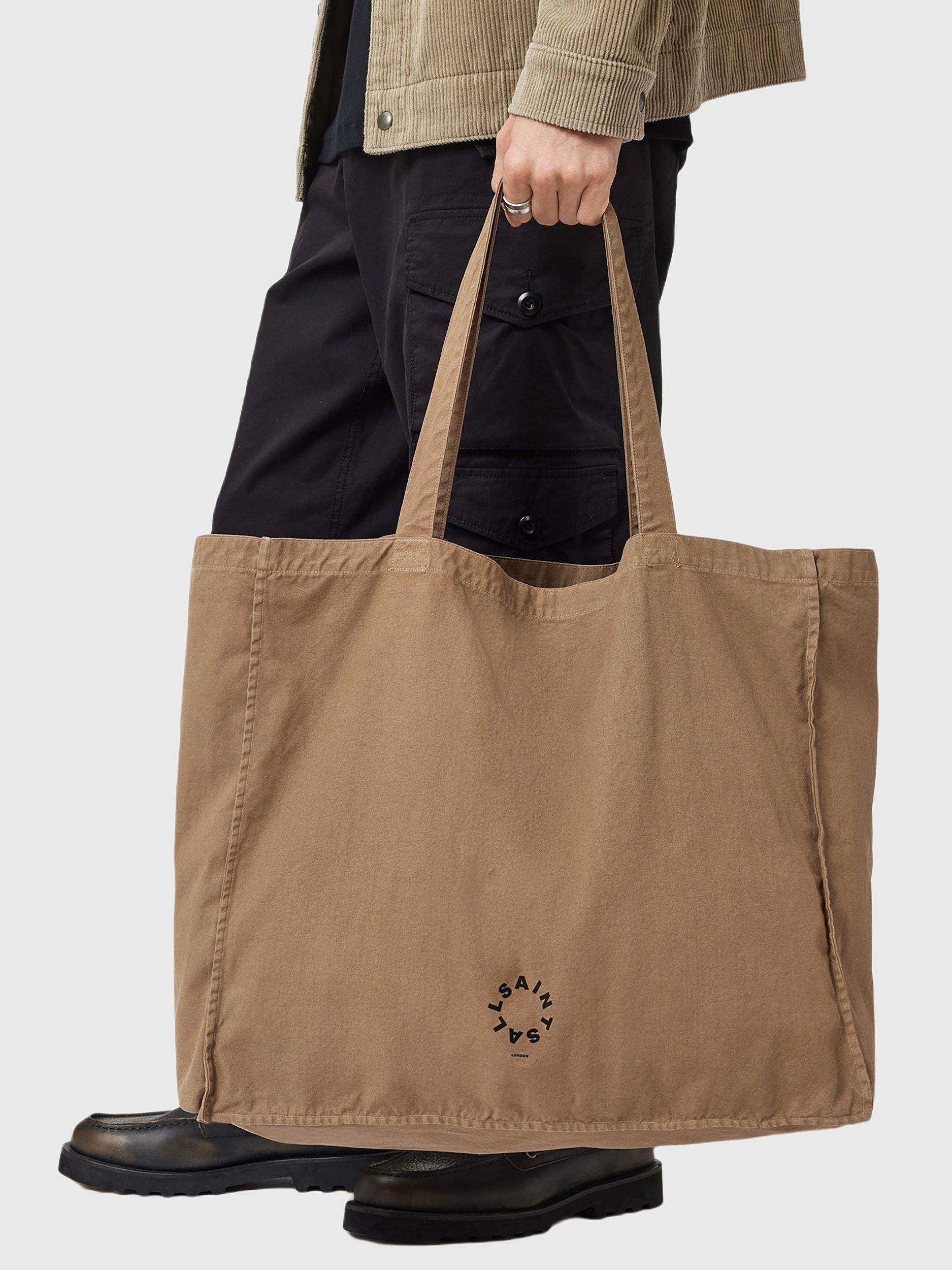 Product image 4 of 8, which shows AllSaints Large Haven Cotton Tote Bag, Pine Bark Brown, One Size