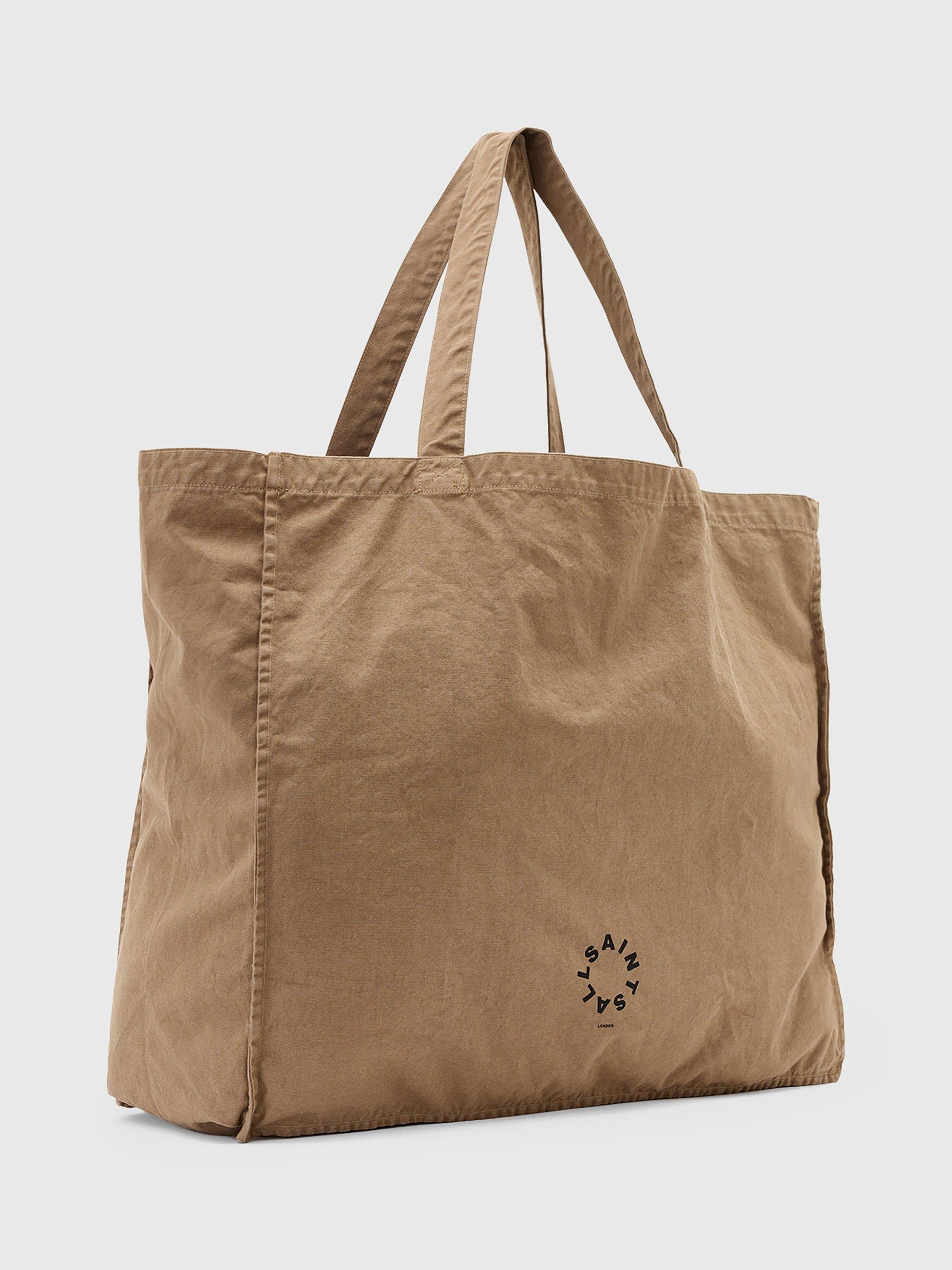 Product image 5 of 8, which shows AllSaints Large Haven Cotton Tote Bag, Pine Bark Brown, One Size