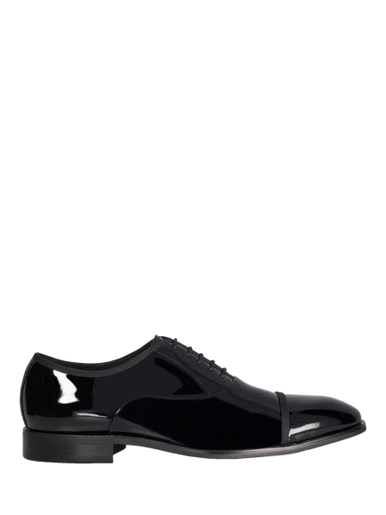 Dune London Shuffle Wide Fit Patent Leather Oxford Shoes, Black