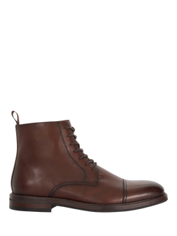 Dune London Matias Wide Fit Leather Ankle Boots, Brown