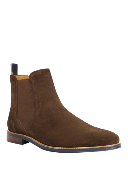 Dune London McKinley Wide Fit Suede Chelsea Boots, Brown - view 2, Brown