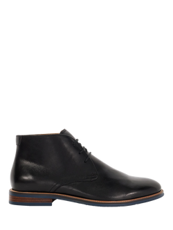 Dune London Millers Wide Fit Leather Chukka Boots, Black