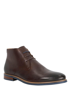 Dune London Millers Wide Fit Leather Chukka Boots - view 2, Burgundy