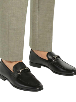 Dune London Seymore Wide Fit Leather Flexi Sole Trim Loafers - view 2, Black