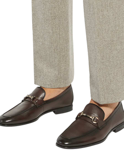 Dune London Seymore Wide Fit Leather Flexi Sole Trim Loafers - view 2, Brown