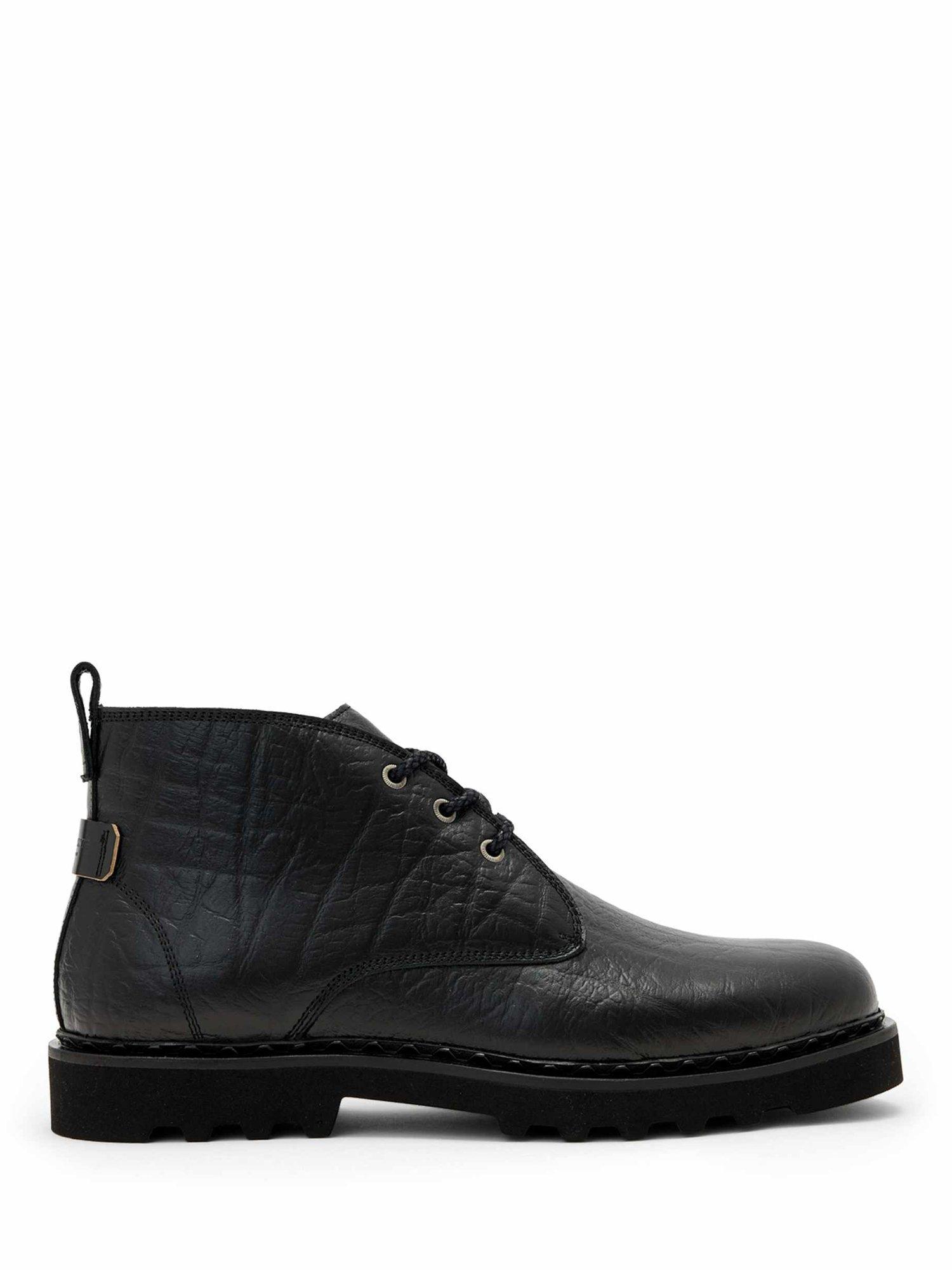 Product image 1 of 5, which shows AllSaints Skiff Mid Leather Ankle Boots, Black, 9