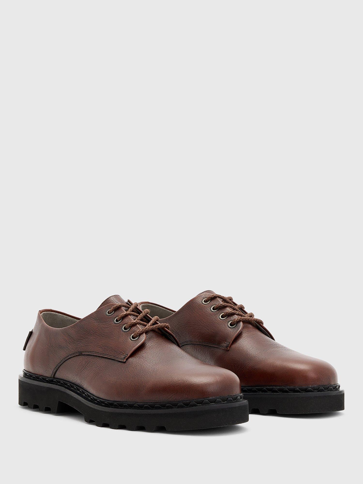Product image 3 of 5, which shows AllSaints Skiff Leather Derby Shoes, Chestnut Brown, EU43