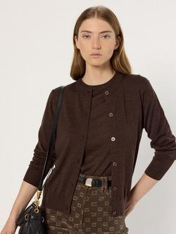 Gerard Darel Estelle Pure Merino Wool Cardigan, Brown, Brown