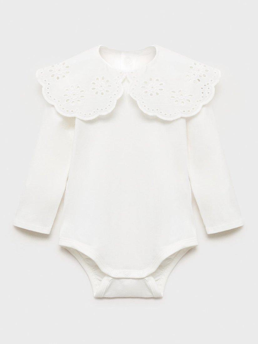 Product image 1 of 4, which shows Mango Baby Brody Bodysuit, Natural White, 1-3 months