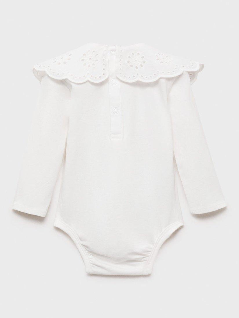 Product image 2 of 4, which shows Mango Baby Brody Bodysuit, Natural White, 1-3 months