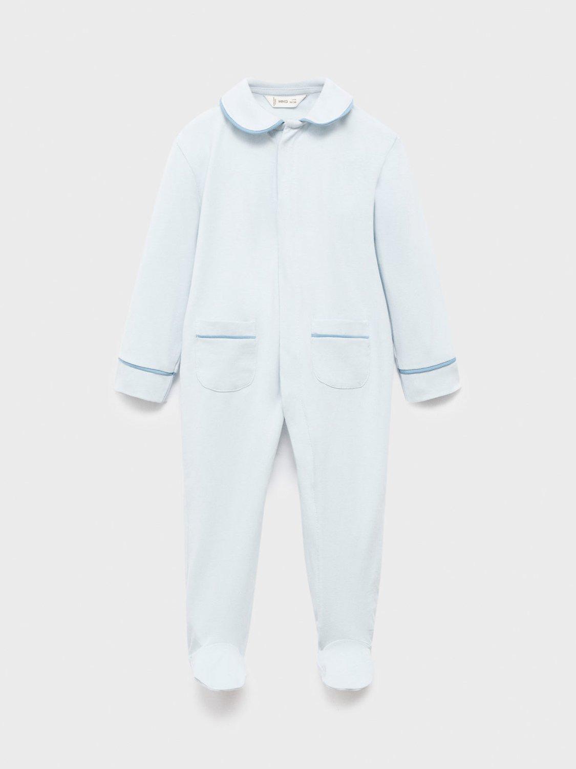 Product image 1 of 4, which shows Mango Baby Long Sleeve Bodysuit, Light Pastel Blue, 1-3 months