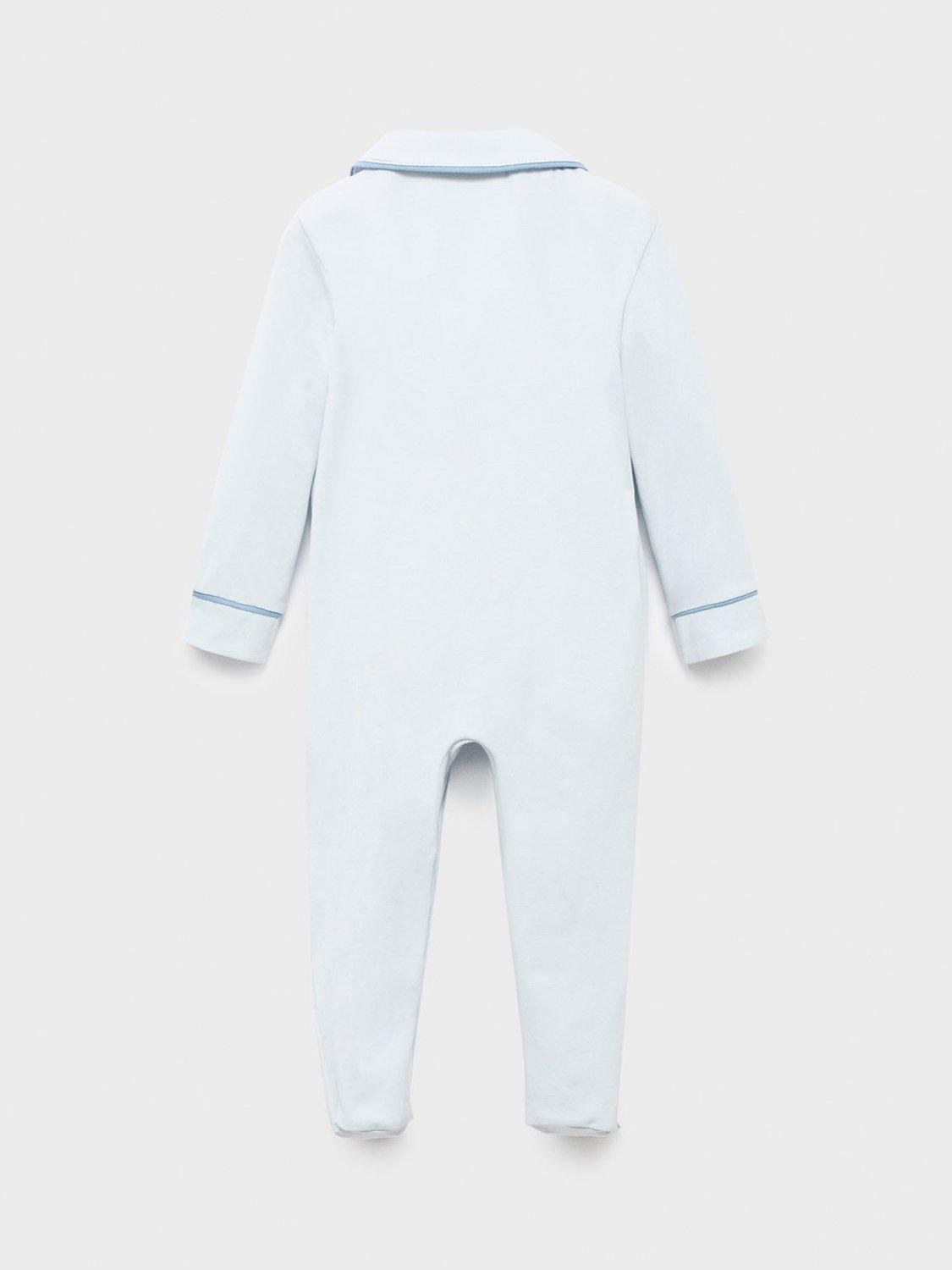 Product image 2 of 4, which shows Mango Baby Long Sleeve Bodysuit, Light Pastel Blue, 1-3 months