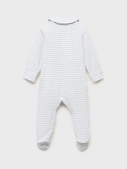 Mango Baby Cotton Blend Stripe Through-Front Poppers Long Sleeve Bodysuit - view 2, Medium Blue