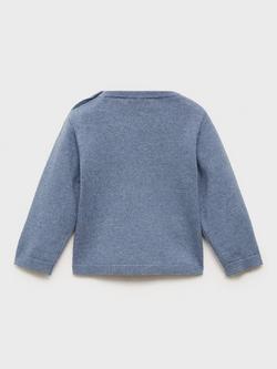 Mango Baby Cotton Blend London Neck Buttons Jumper - view 2, Medium Blue