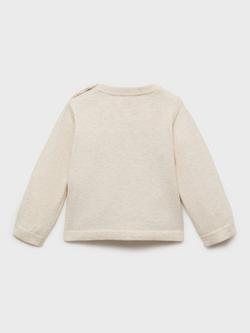 Mango Baby Cotton Blend London Neck Buttons Jumper - view 2, Light Pastel Brown