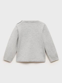 Mango Baby Cotton Blend London Neck Buttons Jumper - view 2, Medium Grey
