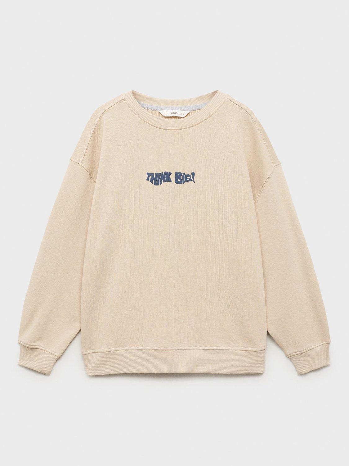 Product image 3 of 6, which shows Mango Kids' Think Big Sweatshirt, Light Pastel Brown, 5-6 years